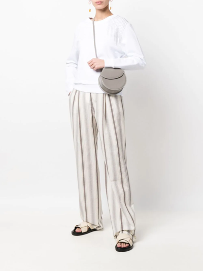 Fabiana Filippi Stripe-print Straight-leg Tailored Trousers In Neutrals