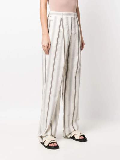 Fabiana Filippi Stripe-print Straight-leg Tailored Trousers In Neutrals