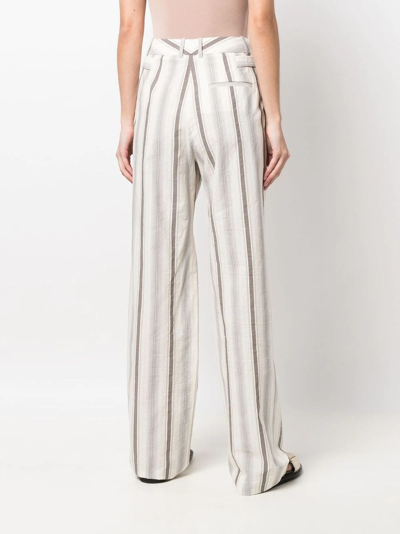 Fabiana Filippi Stripe-print Straight-leg Tailored Trousers In Neutrals