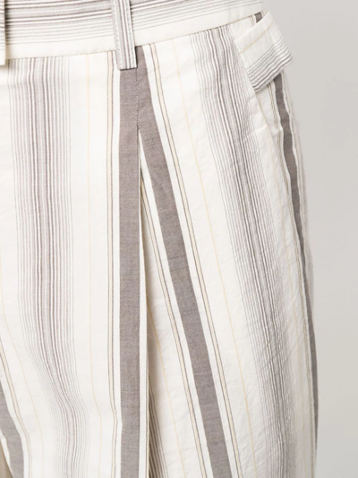 Fabiana Filippi Stripe-print Straight-leg Tailored Trousers In Neutrals