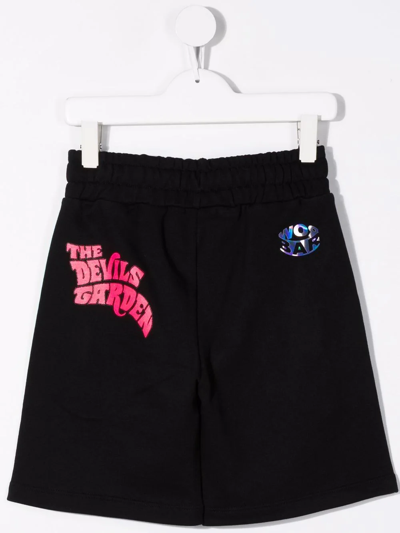Barrow Logo Print Cotton Sweat Shorts In Black