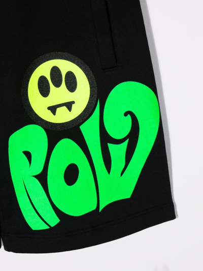 Barrow Logo Print Cotton Sweat Shorts In Black