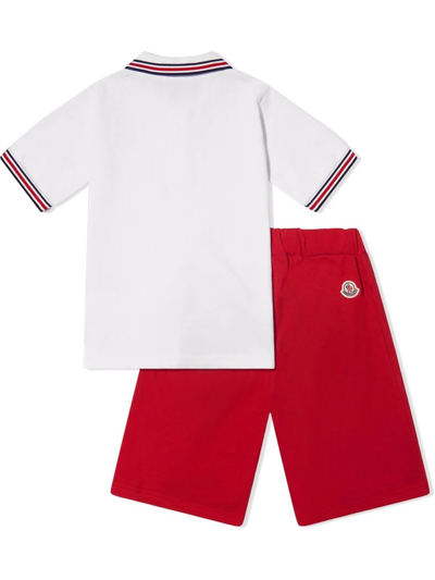 Shop Moncler Logo-patch Polo Shorts Set In White