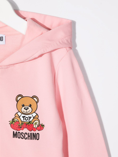 Shop Moschino Logo-print Ruffle Hoodie In Pink