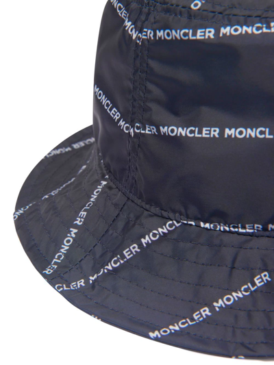 Shop Moncler Logo-stripe Bucket Hat In Blue