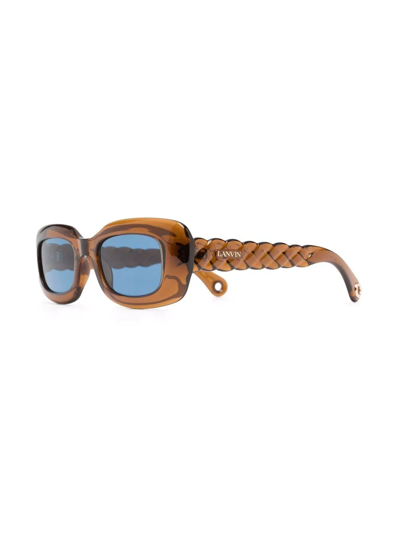 Shop Lanvin Tinted Rectangle-frame Sunglasses In Brown