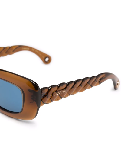 Shop Lanvin Tinted Rectangle-frame Sunglasses In Brown
