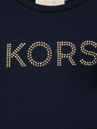 Shop Michael Kors Cotton Studded-logo T-shirt In Blue