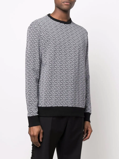 Shop Balmain Monogram-print Sweatshirt In Black