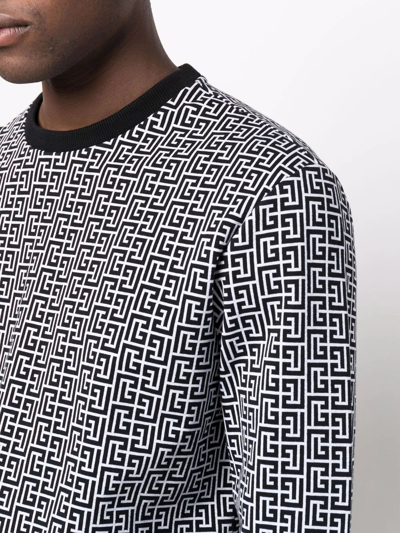 Shop Balmain Monogram-print Sweatshirt In Black
