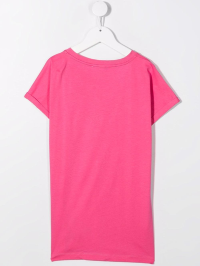 Shop Balmain Logo Print Cotton T-shirt In Pink