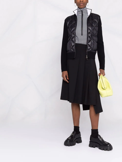 Moncler Panelled Wool Padded Jacket In Black