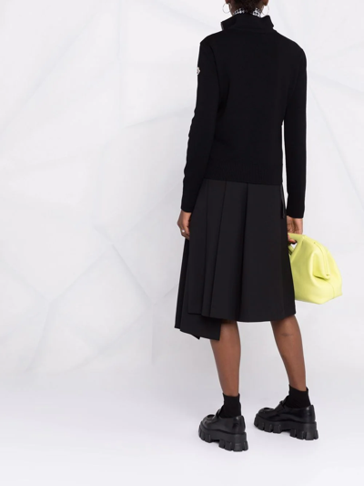 Moncler Panelled Wool Padded Jacket In Black