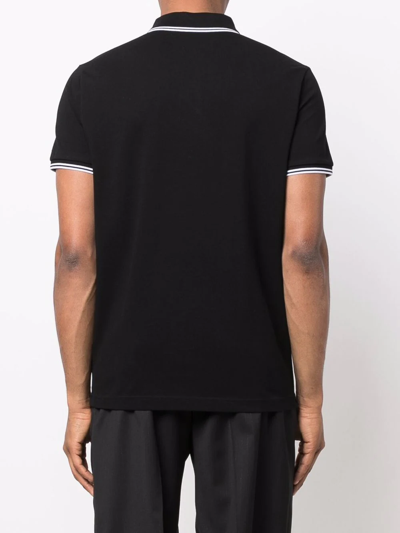 Shop Moncler Tipped Logo-patch Polo Shirt In Black