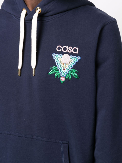 Shop Casablanca Logo-embroidered Hoodie In Blue