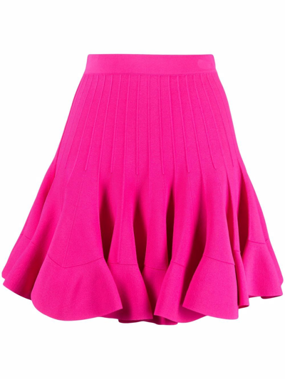 Shop Alexander Mcqueen Box-pleat Peplum Miniskirt In Pink