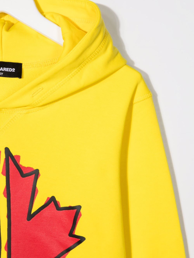 Shop Dsquared2 Leaf-print Hoodie In Yellow