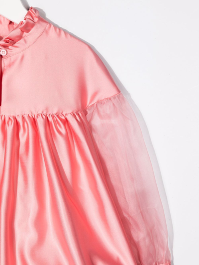 Shop Mi Mi Sol Long-sleeve Flared Dress In Pink