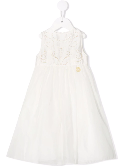 Shop Elie Saab Junior Embroidered Flared Dress In Neutrals