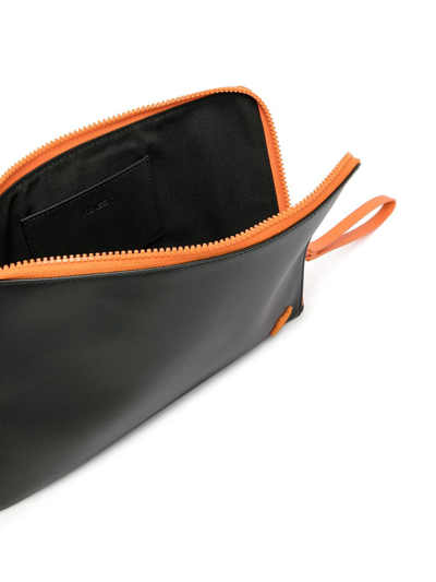 Shop Kenzo Logo-patch Zip-up Clutch Bag In Black
