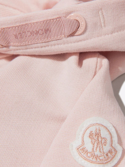 Shop Moncler Hooded Ruffle-trim Cotton Dress In Pink