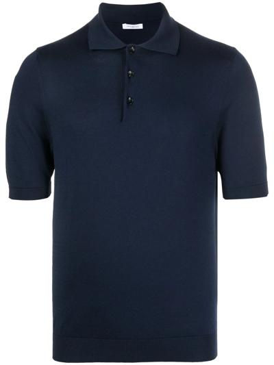 Shop Malo Fine-knit Polo Top In Blue