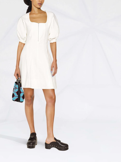 Shop Proenza Schouler White Label A-line Puff-sleeve Minidress In Neutrals