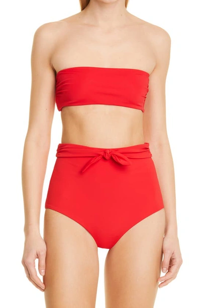 Shop Mara Hoffman Jay High Waist Bikini Bottoms In Red Coat