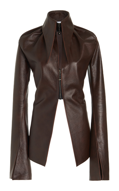 Shop 16arlington Women's Adara Leather Shirt In Brown