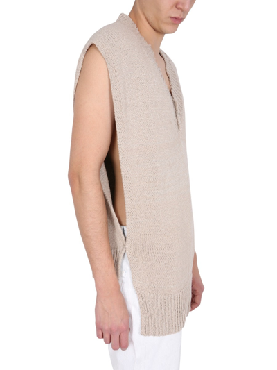 Shop Maison Margiela Destroyed Fit Vest In Beige