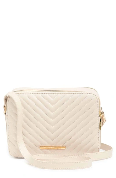 Shop Steve Madden B Danna Chevron Quilted Faux Leather Camera Bag In Bone