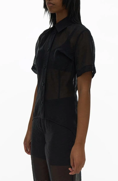 Shop Helmut Lang Sheer Button-up Shirt In Black