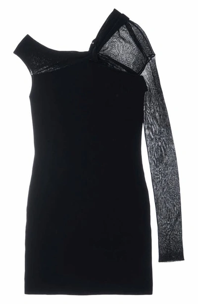 Shop Helmut Lang Twist One-shoulder Long Sleeve Dress In Black