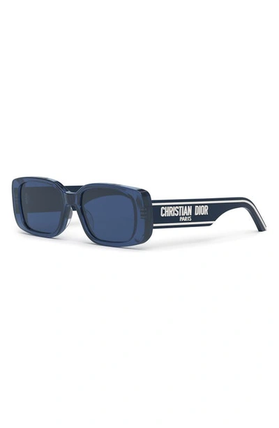 Shop Dior Wil S2u 53mm Rectangular Sunglasses In Shiny Blue / Blue