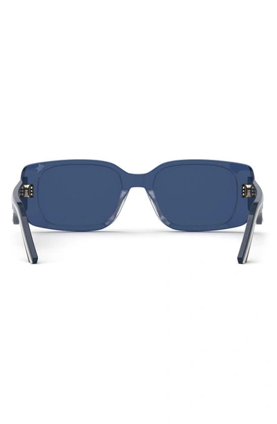 Shop Dior Wil S2u 53mm Rectangular Sunglasses In Shiny Blue / Blue