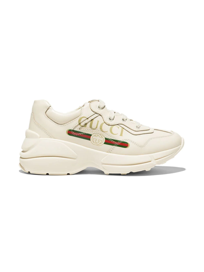 Shop Gucci Rhyton Logo-print Sneakers In Neutrals