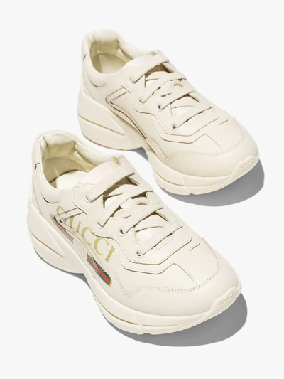 Shop Gucci Rhyton Logo-print Sneakers In Neutrals