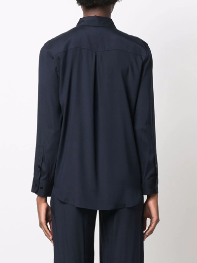 Shop Paula Long-sleeve Silk Shirt In Blue