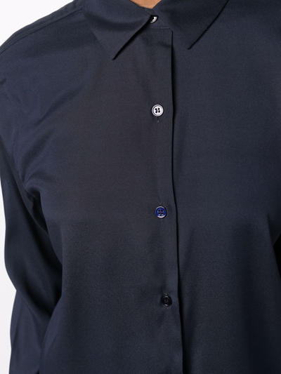 Shop Paula Long-sleeve Silk Shirt In Blue