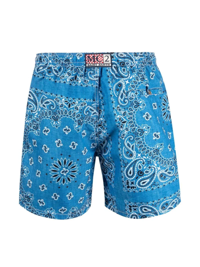 Mc2 Saint Barth Paisley-print Swimshorts In Blue