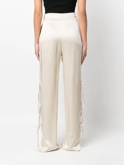 Shop Act N°1 Bow-detail Satin-finish Trousers In Nude