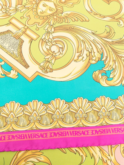 Shop Versace Baroque-print Silk Scarf In Gelb