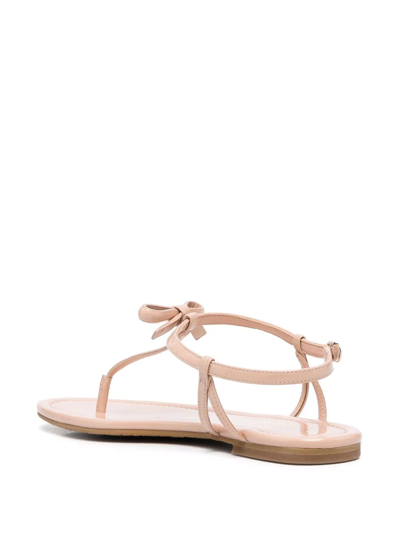 Shop Kate Spade Bow-detail Flat Sandals In Nude