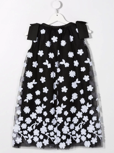 Shop Elie Saab Junior Floral Tulle Dress In Black