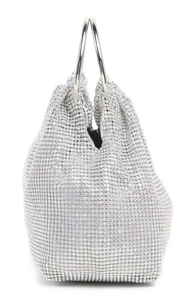 Shop House Of Want Real One Jeweled Mesh Handbag In Diamante