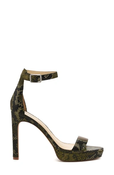 Shop Botkier Willow Ankle Strap Sandal In Green Embossed Snake