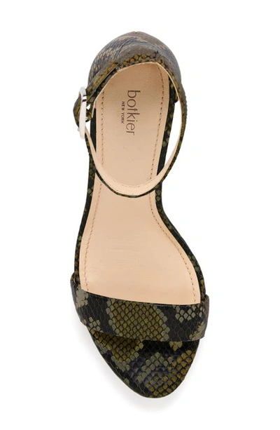 Shop Botkier Willow Ankle Strap Sandal In Green Embossed Snake