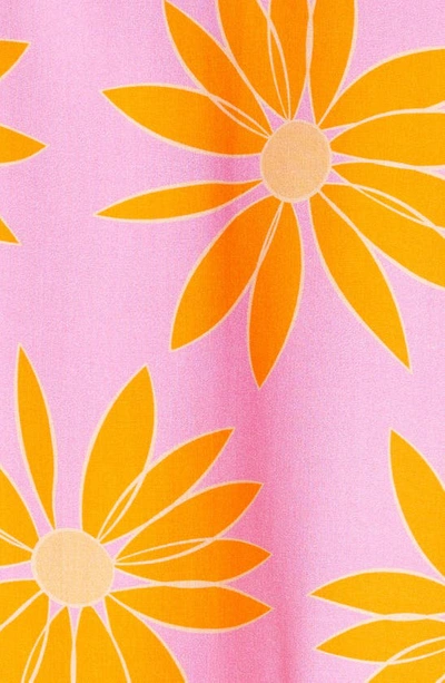 Shop Jacquemus La Chemise Jean Floral Print Camp Shirt In Print Orange/ Pink Flowers