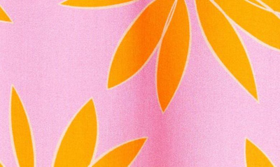 Shop Jacquemus La Chemise Jean Floral Print Camp Shirt In Print Orange/ Pink Flowers