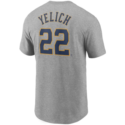 Shop Nike Christian Yelich Gray Milwaukee Brewers Name & Number T-shirt